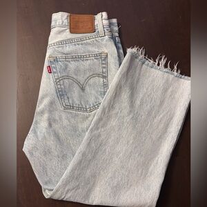 Levi's Ribcage Straight Ankle Light Wash Frayed Hem Jeans